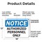 Signmission Authorized Personnel Only OSHA Notice Sign, Plastic, 18in W x 12in L, 2PK OS-2PACK-NS-P-1218-L-19524 - alternate 2